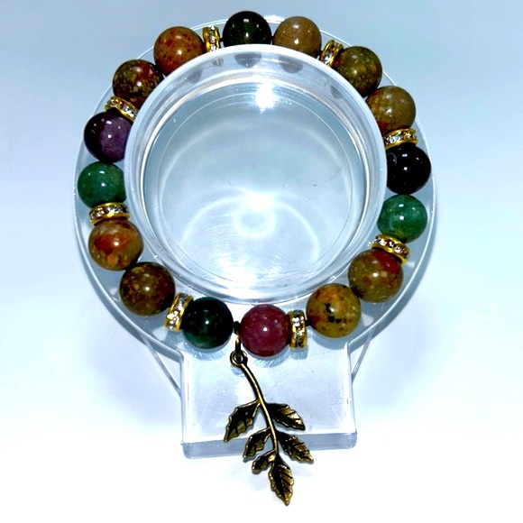Handmade Tree Branch Charm Bracelet with Natural Indian Agate Stones! - Picture 5 of 6